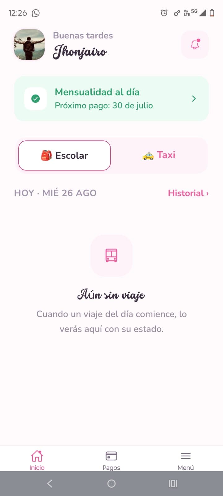 Home screen of the MomDriver family application